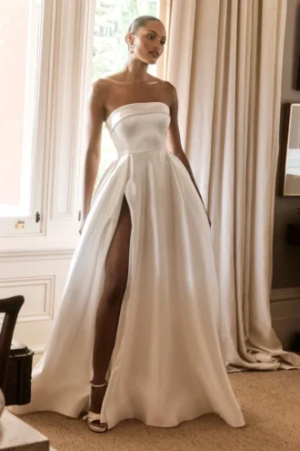 Eileen Strapless Wedding Gown – White