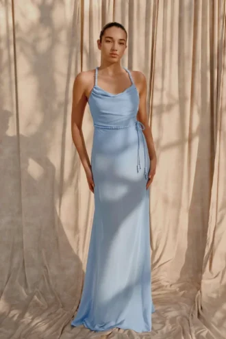 Elaine Chiffon Beaded Maxi Dress – Sky Blue