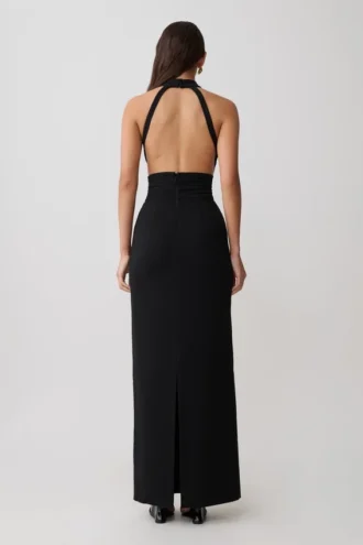 Elan Stretch Crepe Maxi Dress – Black
