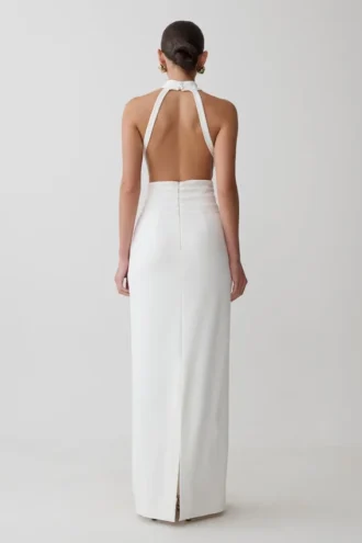Elan Stretch Crepe Maxi Dress – White