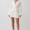 Elara Cropped Collared Jacket – Ivory