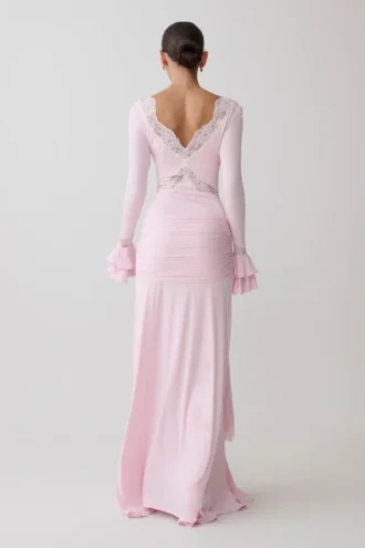 Electra Slinky Lace Maxi Dress – Ballet Pink