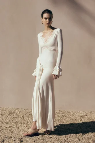 Electra Slinky Lace Maxi Dress – Ivory