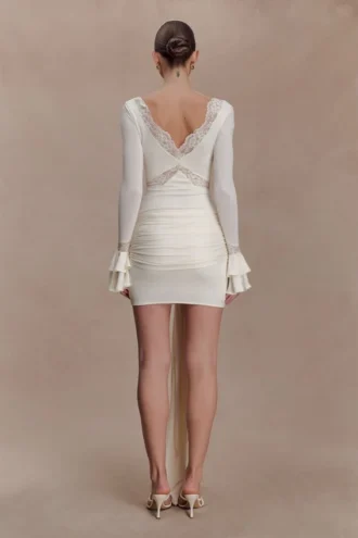 Electra Slinky Lace Mini Dress – Ivory
