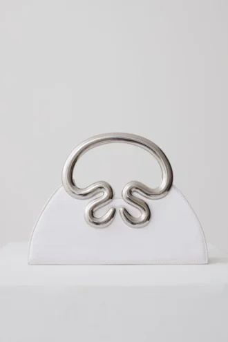 Elianne Satin Frame Clutch Bag – White