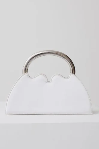 Elianne Satin Frame Clutch Bag – White