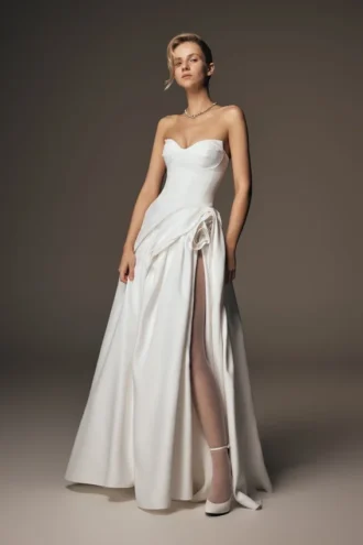 Elizabeth Strapless Corset Maxi Dress – White