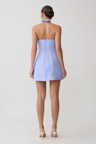Ella Bow Detail Halter Mini Dress – Periwinkle Blue