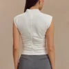 Ellia High Neck Sleeveless Top – White Ellia High Neck Sleeveless Top – White