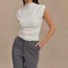 Ellia High Neck Sleeveless Top – White Ellia High Neck Sleeveless Top – White