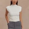 Ellia High Neck Sleeveless Top – White Ellia High Neck Sleeveless Top – White