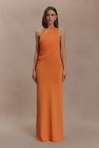 Elma Halter Knit Maxi Dress – Orange