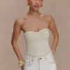 Elodie Strapless Cupped Knit Top – Ivory