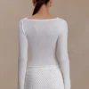 Elowen Knit Cowl Long Sleeve Top – White Elowen Knit Cowl Long Sleeve Top – White