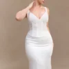 Elsie Pearl Beaded Bustier Top – White Elsie Pearl Beaded Bustier Top – White