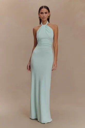 Elyna Slinky Halter Maxi Dress – Lagoon