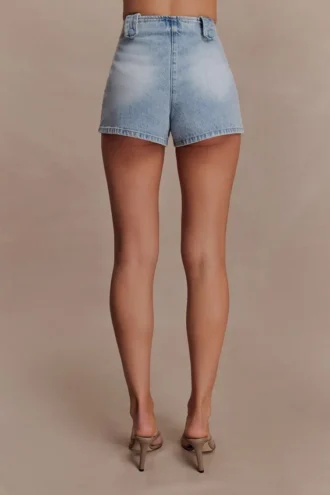 Erin Mid Rise Denim Shorts – Washed Light Blue