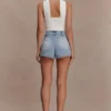 Erin Mid Rise Denim Shorts – Washed Light Blue