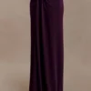 Erina Slinky Ruched Maxi Skirt With Hardware – Aubergine Erina Slinky Ruched Maxi Skirt With Hardware – Aubergine