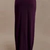 Erina Slinky Ruched Maxi Skirt With Hardware – Aubergine Erina Slinky Ruched Maxi Skirt With Hardware – Aubergine