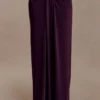Erina Slinky Ruched Maxi Skirt With Hardware – Aubergine Erina Slinky Ruched Maxi Skirt With Hardware – Aubergine