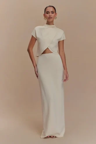 Eris Scuba Jersey Maxi Skirt – Ivory