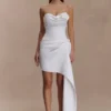 Evianna Strapless Gathered Mini Dress – White Evianna Strapless Gathered Mini Dress – White