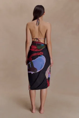 Evie Chiffon Sarong – Multi Fluid Reverie Print