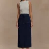 Fallon Denim Midi Skirt – Indigo Blue Fallon Denim Midi Skirt – Indigo Blue