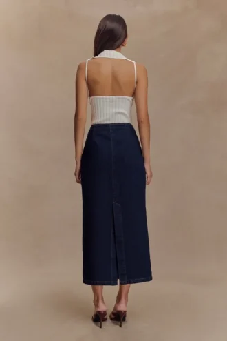 Fallon Denim Midi Skirt – Indigo Blue