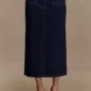 Fallon Denim Midi Skirt – Indigo Blue Fallon Denim Midi Skirt – Indigo Blue