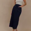 Fallon Denim Midi Skirt – Indigo Blue Fallon Denim Midi Skirt – Indigo Blue