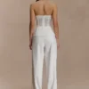 Fatima Satin Straight Leg Pant – White Fatima Satin Straight Leg Pant – White