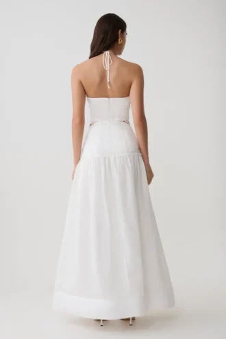 Fiona Linen Halter Maxi Dress – White