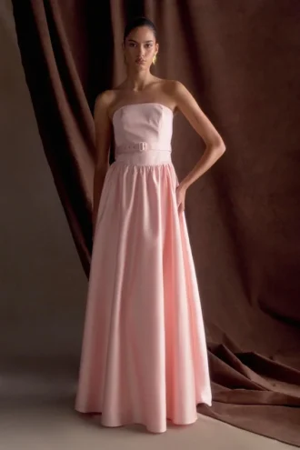 Florence Strapless Belted Maxi Dress – Baby Pink