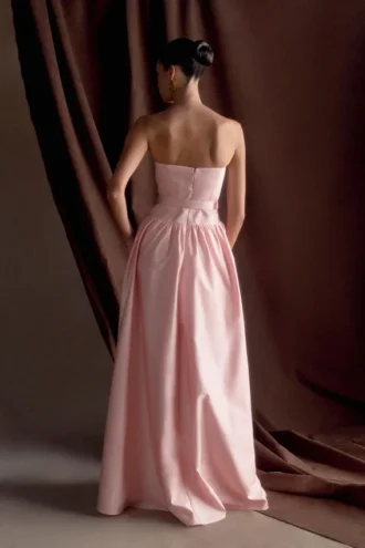 Florence Strapless Belted Maxi Dress – Baby Pink
