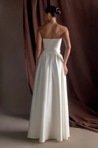 Florence Strapless Belted Maxi Dress – White