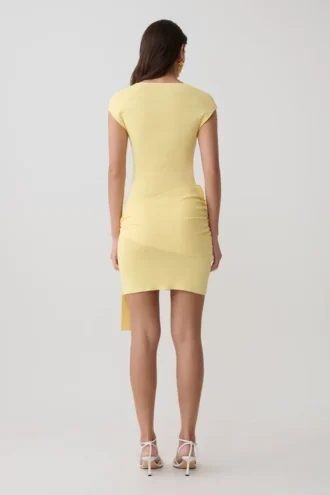 Freida Knit Mini Dress With Sash – Lemon