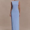 Galilea Crepe Draped Maxi Dress – Cornflower Blue Galilea Crepe Draped Maxi Dress – Cornflower Blue