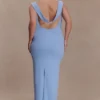 Galilea Crepe Draped Maxi Dress – Cornflower Blue Galilea Crepe Draped Maxi Dress – Cornflower Blue