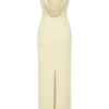 Galilea Crepe Draped Maxi Dress – Lemon Galilea Crepe Draped Maxi Dress – Lemon