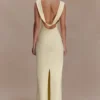Galilea Crepe Draped Maxi Dress – Lemon Galilea Crepe Draped Maxi Dress – Lemon