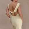 Galilea Crepe Draped Maxi Dress – Lemon Galilea Crepe Draped Maxi Dress – Lemon