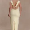 Galilea Crepe Draped Maxi Dress – Lemon Galilea Crepe Draped Maxi Dress – Lemon