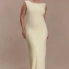 Galilea Crepe Draped Maxi Dress – Lemon Galilea Crepe Draped Maxi Dress – Lemon