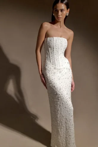 Gemma Strapless Embellished Maxi Dress – Ivory Gemma Strapless Embellished Maxi Dress – Ivory