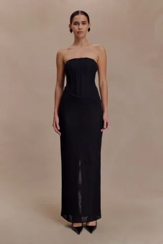 Gemma Strapless Mesh Maxi Dress – Black Gemma Strapless Mesh Maxi Dress – Black