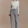 Georgette Mid Rise Paneled Denim Jeans – Grey Georgette Mid Rise Paneled Denim Jeans – Grey