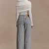 Georgette Mid Rise Paneled Denim Jeans – Grey Georgette Mid Rise Paneled Denim Jeans – Grey