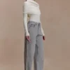 Georgette Mid Rise Paneled Denim Jeans – Grey Georgette Mid Rise Paneled Denim Jeans – Grey